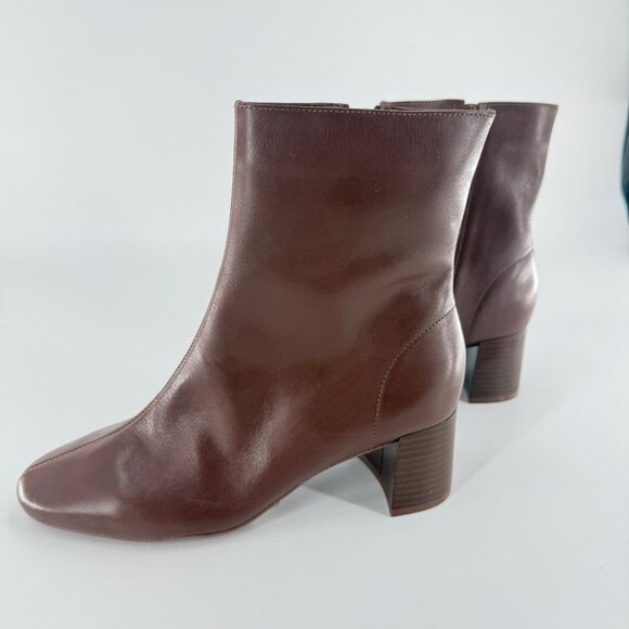 Arezzo Womens Brown Leather Ankle Boots With Block Heel Size 7.5B Made In Brazil - Picture 11 of 13